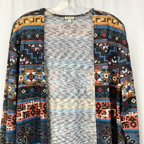 Eyeshadow Womens Cardigan Sweater Multicolor Southwestern Open Front Flyaway S - Picture 5 of 11